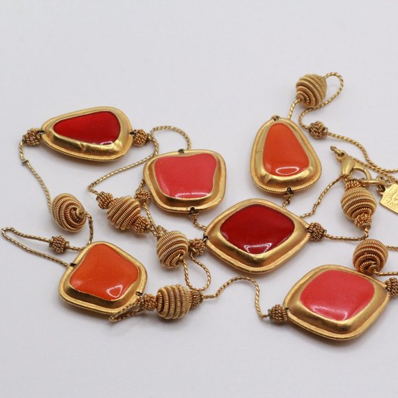 ANNE KLEIN COUTURE POURED GLASS MULTI COLOR NECKLACE - Picture 4 of 10